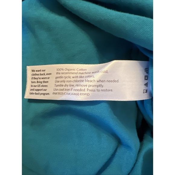 Eileen Fisher Women's Teal Blue Long Sleeve Cotton Top Medium - Picture 6 of 6